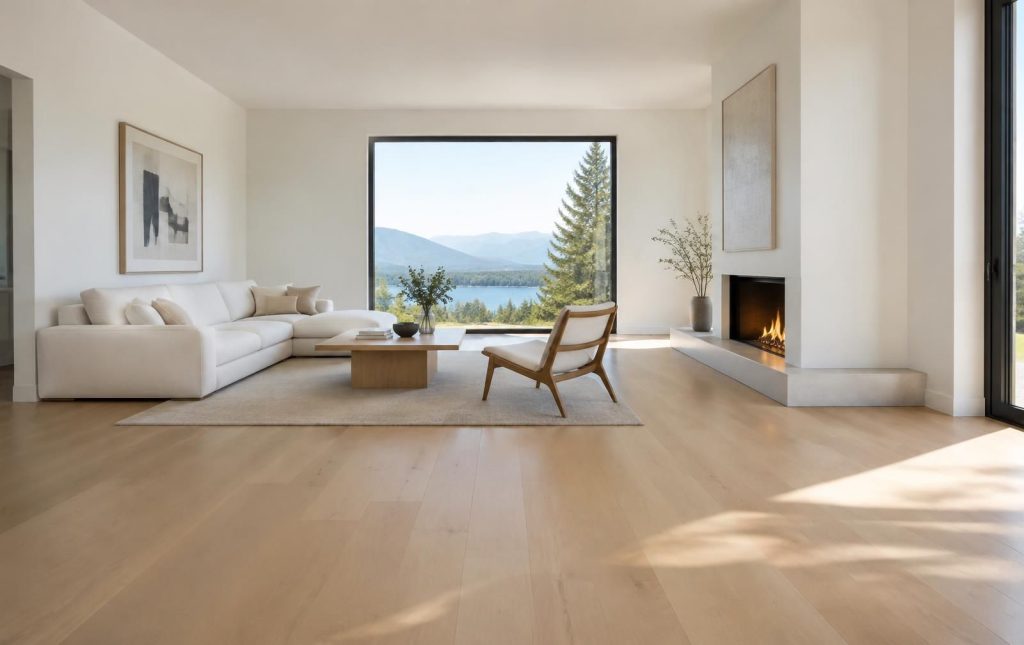 Hardwood flooring in a bright Eastpointe living room